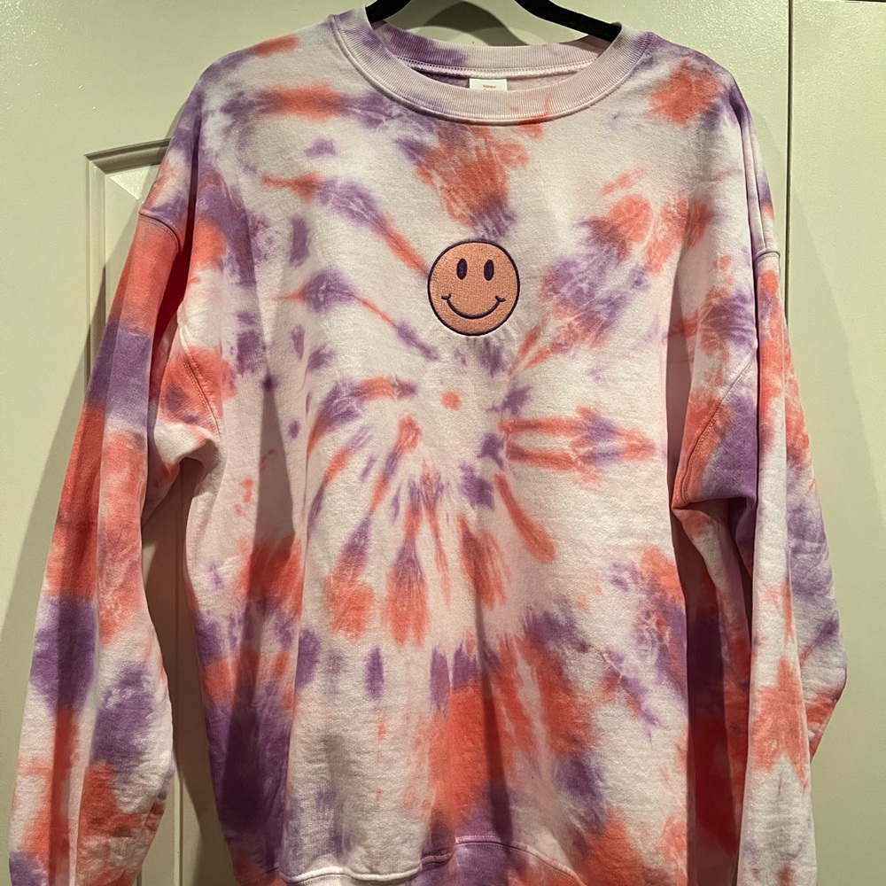 Handmade Tie-Dyed Smiley Sweatshirt